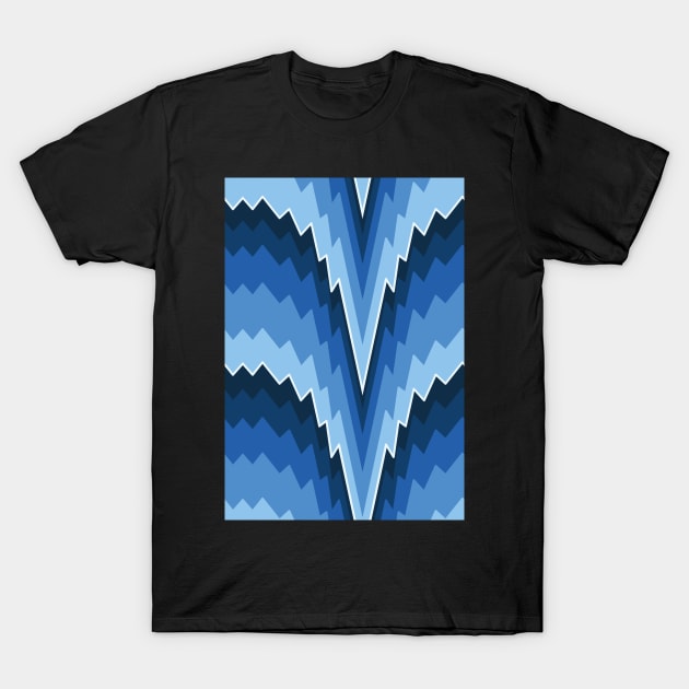 Bargello flame stitch scallops blue T-Shirt by colorofmagic